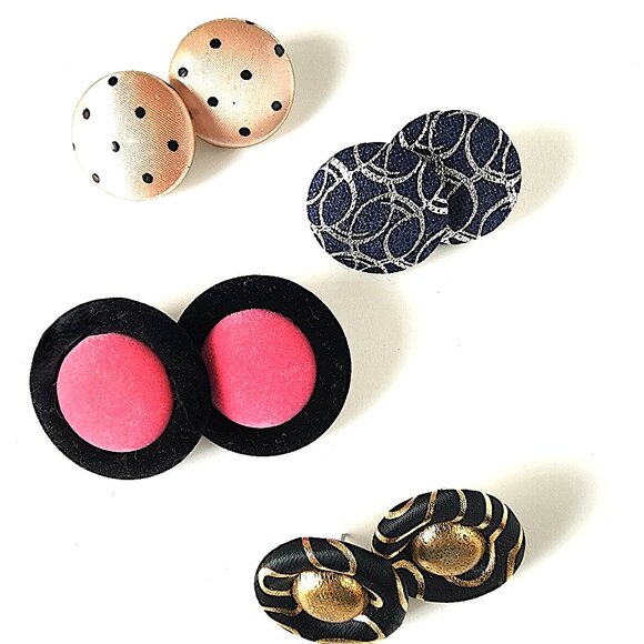 80s style fabric pierced earring bundle - Picture 1 of 10